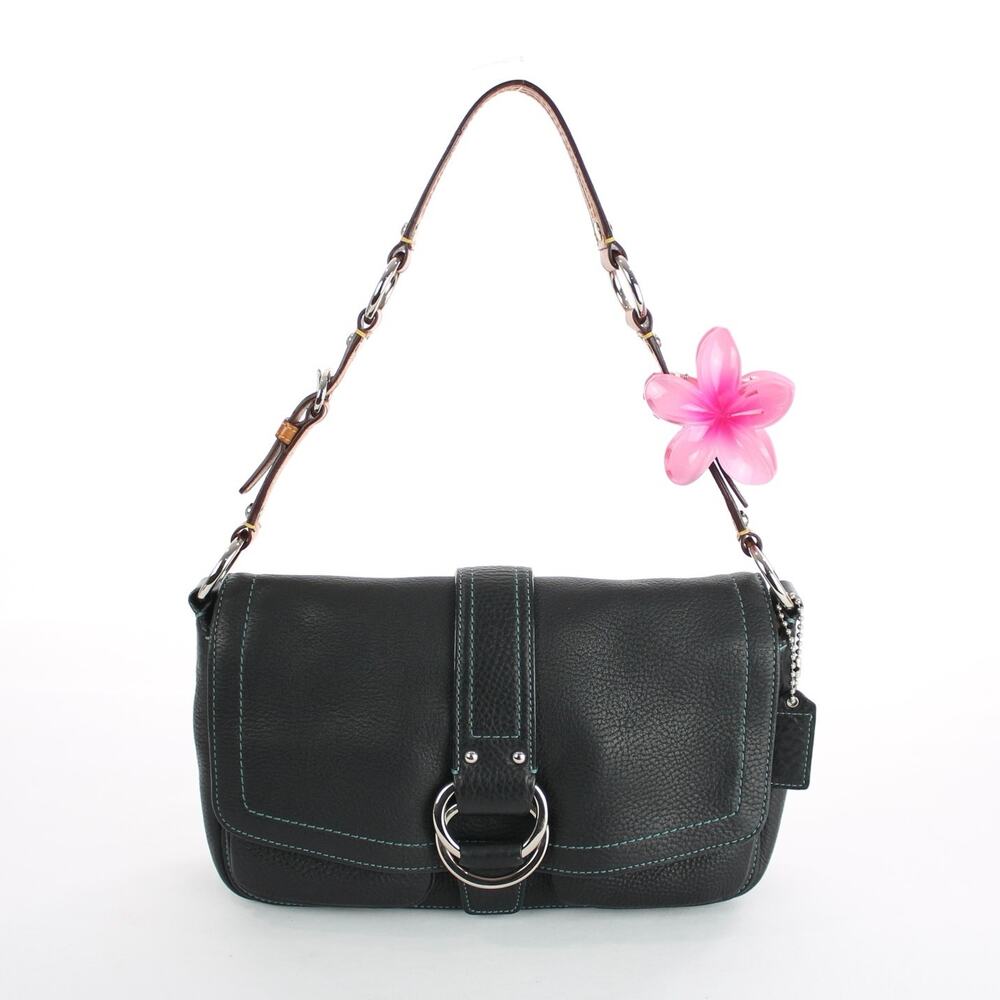 Coach Vintage Y2K Soho Black Leather Buckle Flap Shoulder Bag 8A41